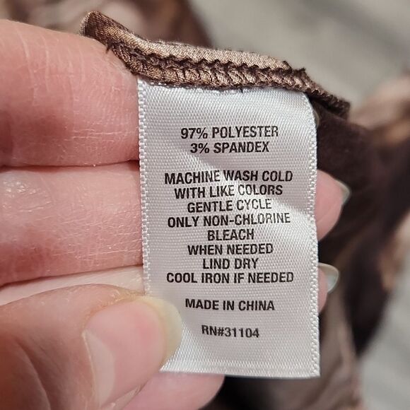 The Limited Choc Brown Swirl Silky Long Sleeve Button Top - Picture 4 of 5